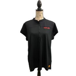 Under Armour Heat Gear Women Short Sleeve Half Button University Maryland Shirt
